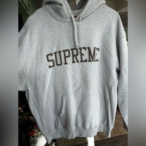Supreme Classic Logo Hoodie - Heather Grey, Extra Large